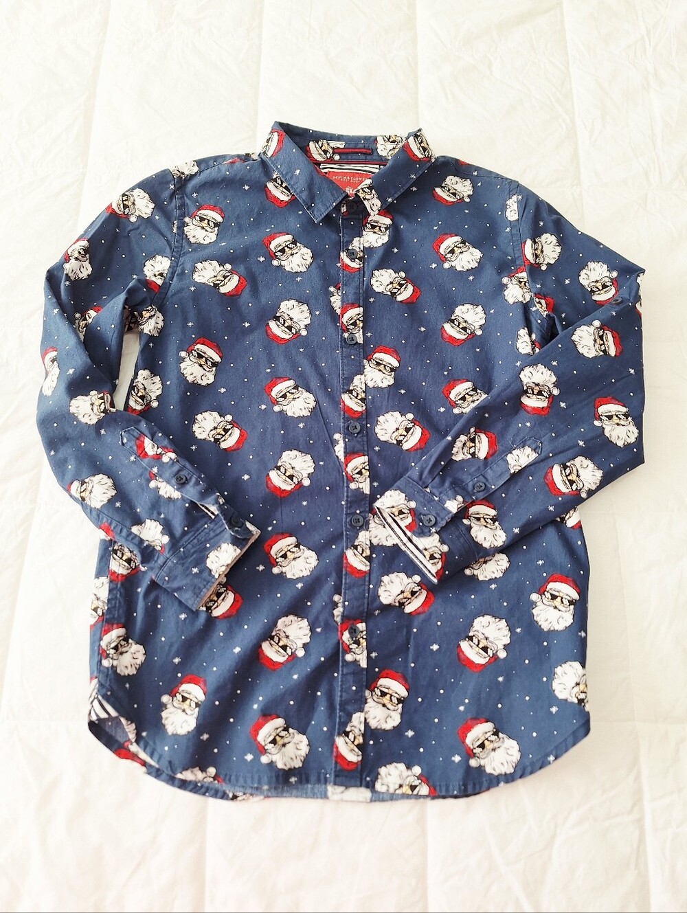 Denim & Flower Boys' Santa Shades Long Sleeve Dress Shirt - Size 11/12